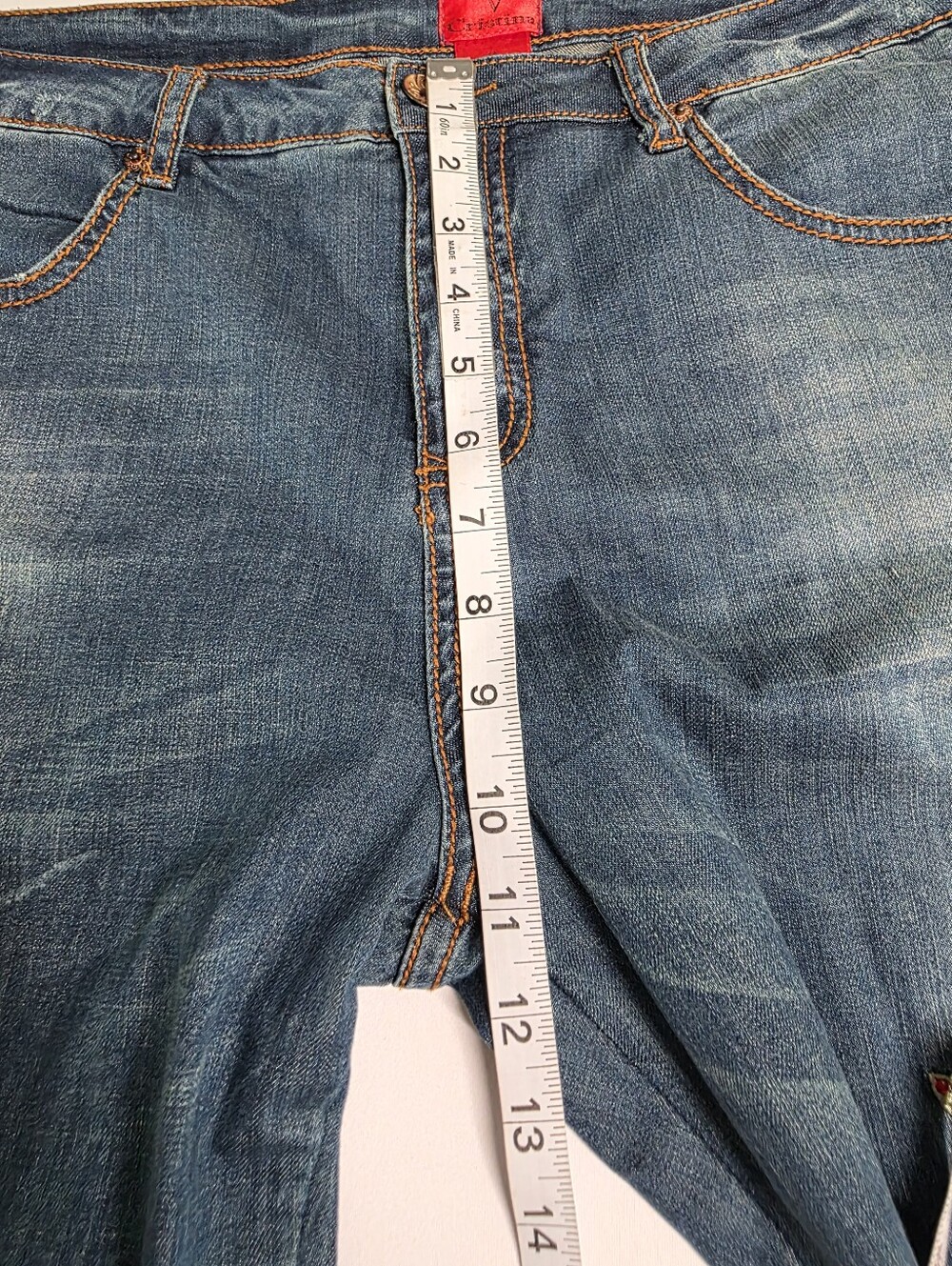 V Cristina Embroidered Floral Jeans Size 14 Boho Rhinestone Denim - Picture 7 of 11